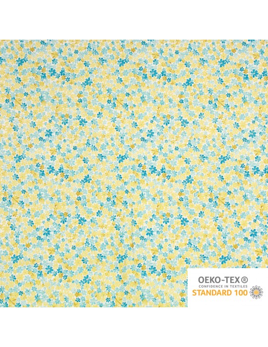 Coupon 100 % coton imprimé 150 x 50 cm bleu