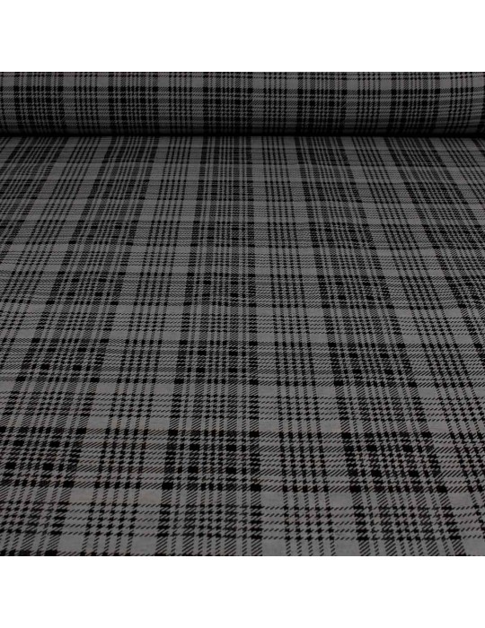 Tissu d'habillement polyester à carreaux gris/noir