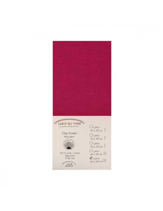 Drap housse 100 % coton 160 x 200 cm  rouge