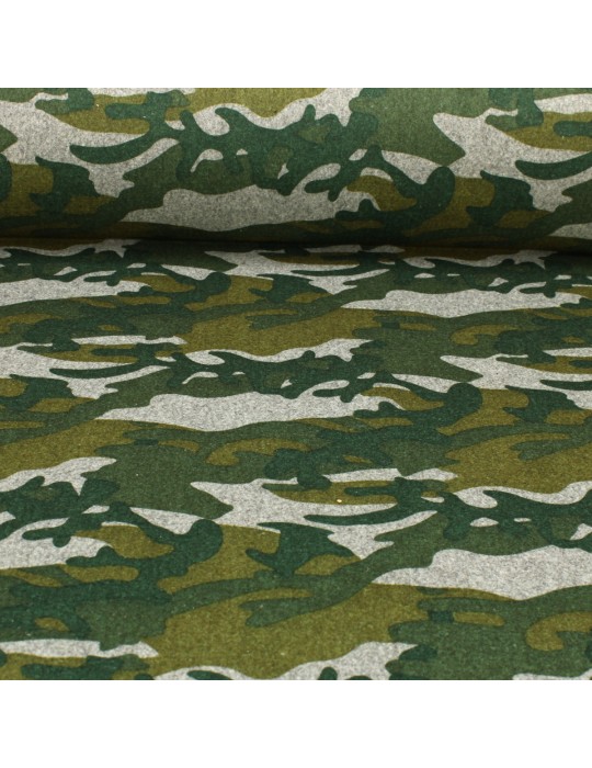 Tissu lainage camouflage gris / kaki vert