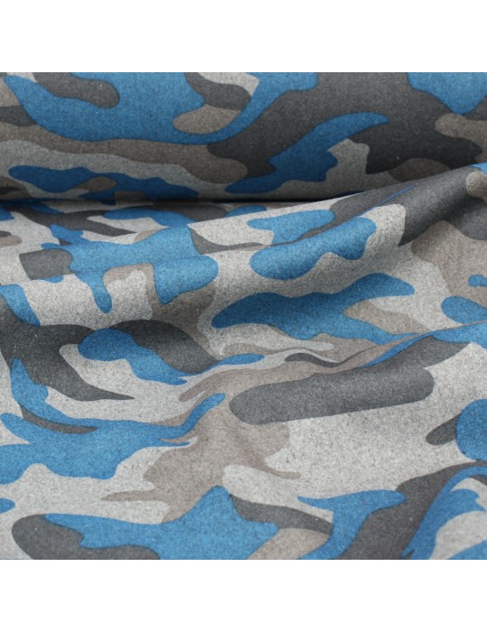 Tissu lainage camouflage gris / bleu