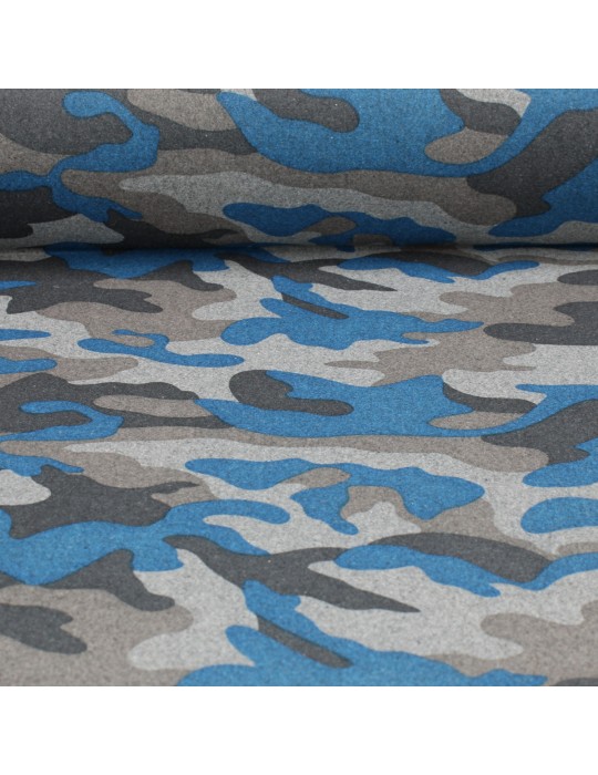 Tissu lainage camouflage gris / bleu